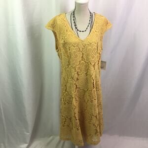 Liz Claiborne Floral Lace Dress Yellow 6